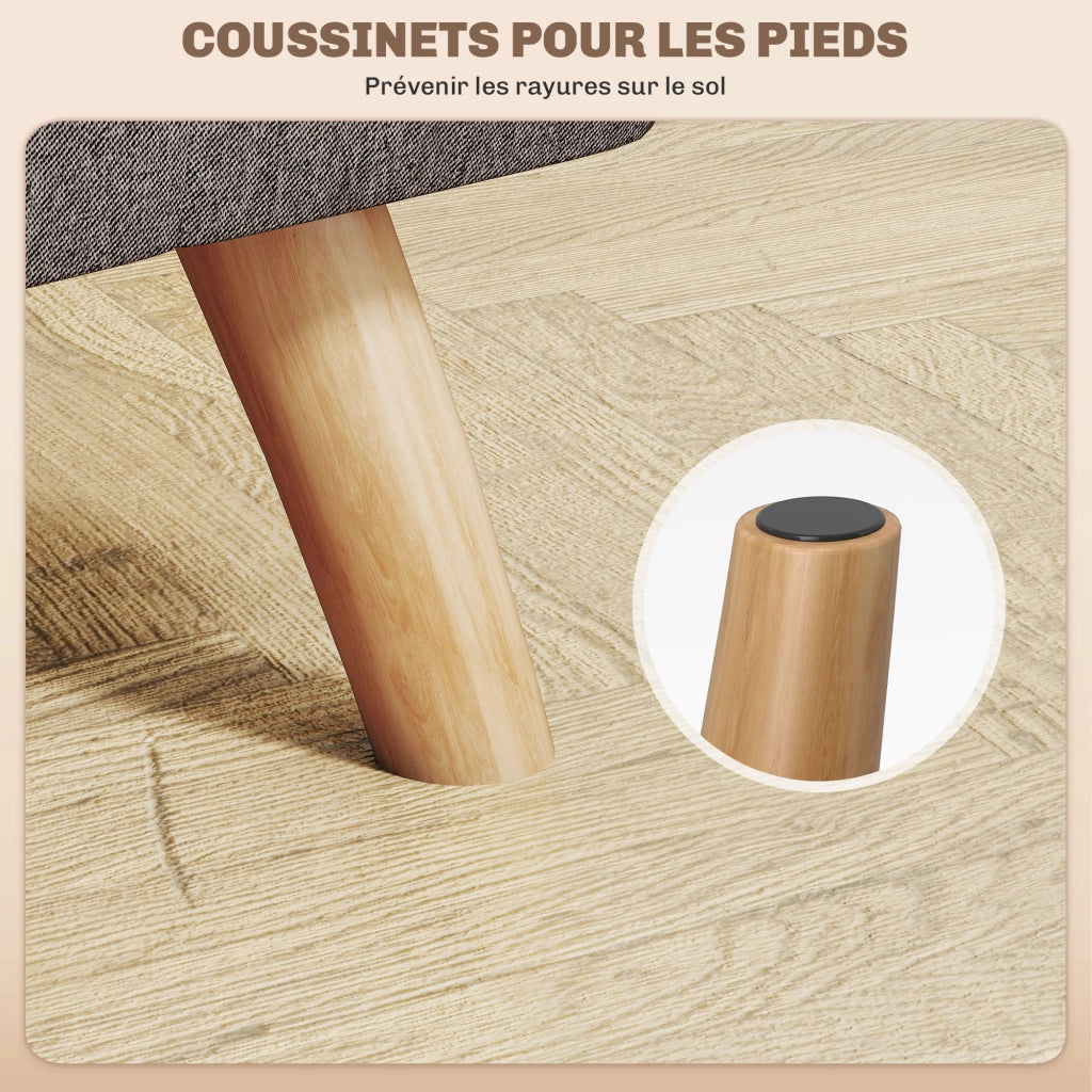 Pouf in tessuto con gambe in legno ¨C zephmum ¨C grigio 27x27x26 cm