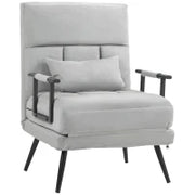 Poltrona Letto 3 in 1 con Cuscino Incluso, in Acciaio e Poliestere, 71x71x97 cm, Grigio Chiaro