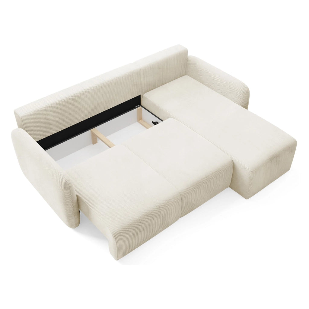 Ranco, Divano Letto con Penisola Contenitore, 245x185 cm Bianco Crema