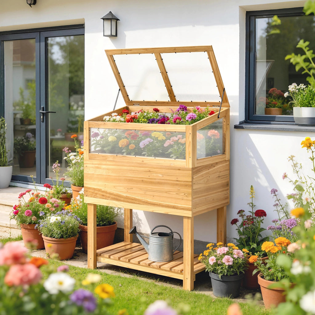 Hochbeet con serra in legno ¨C zephmum ¨C 100x50x80