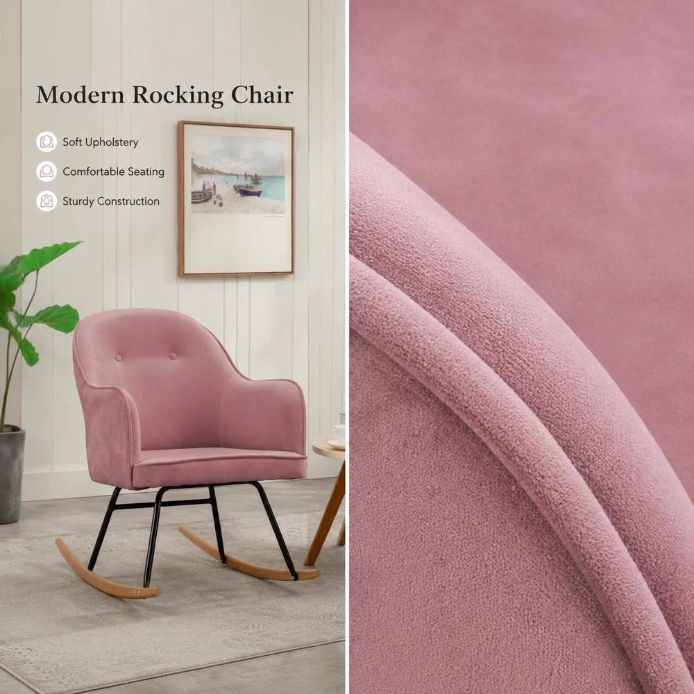 Rocking Chair Pink Velvet