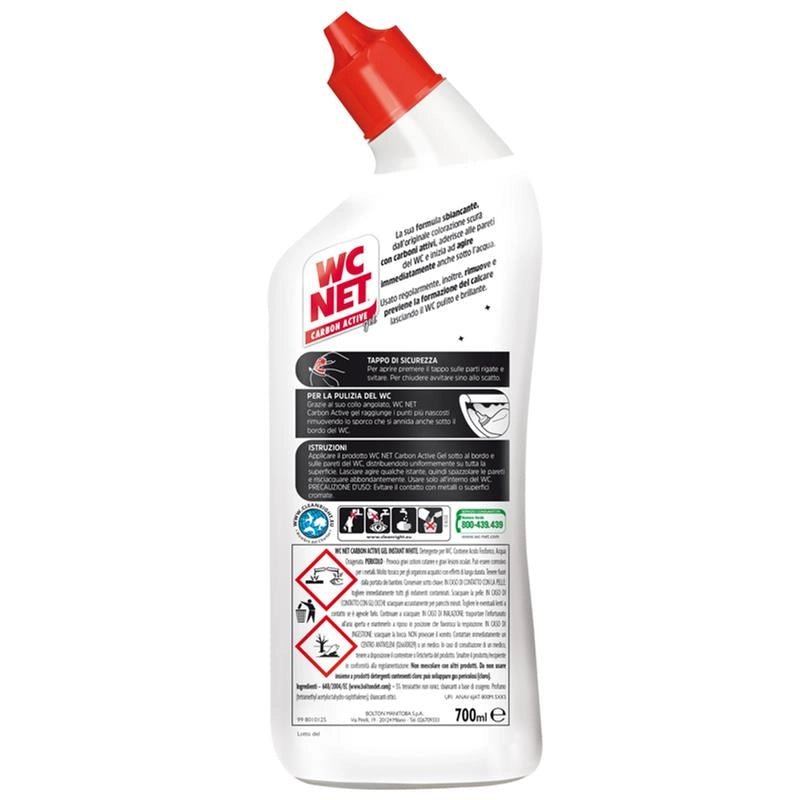 WC NET GEL INSTANT WHITE CON CARBONI ATTIVI IGIENIZZANTE PER LA PULIZIA DEL WC 700 ML