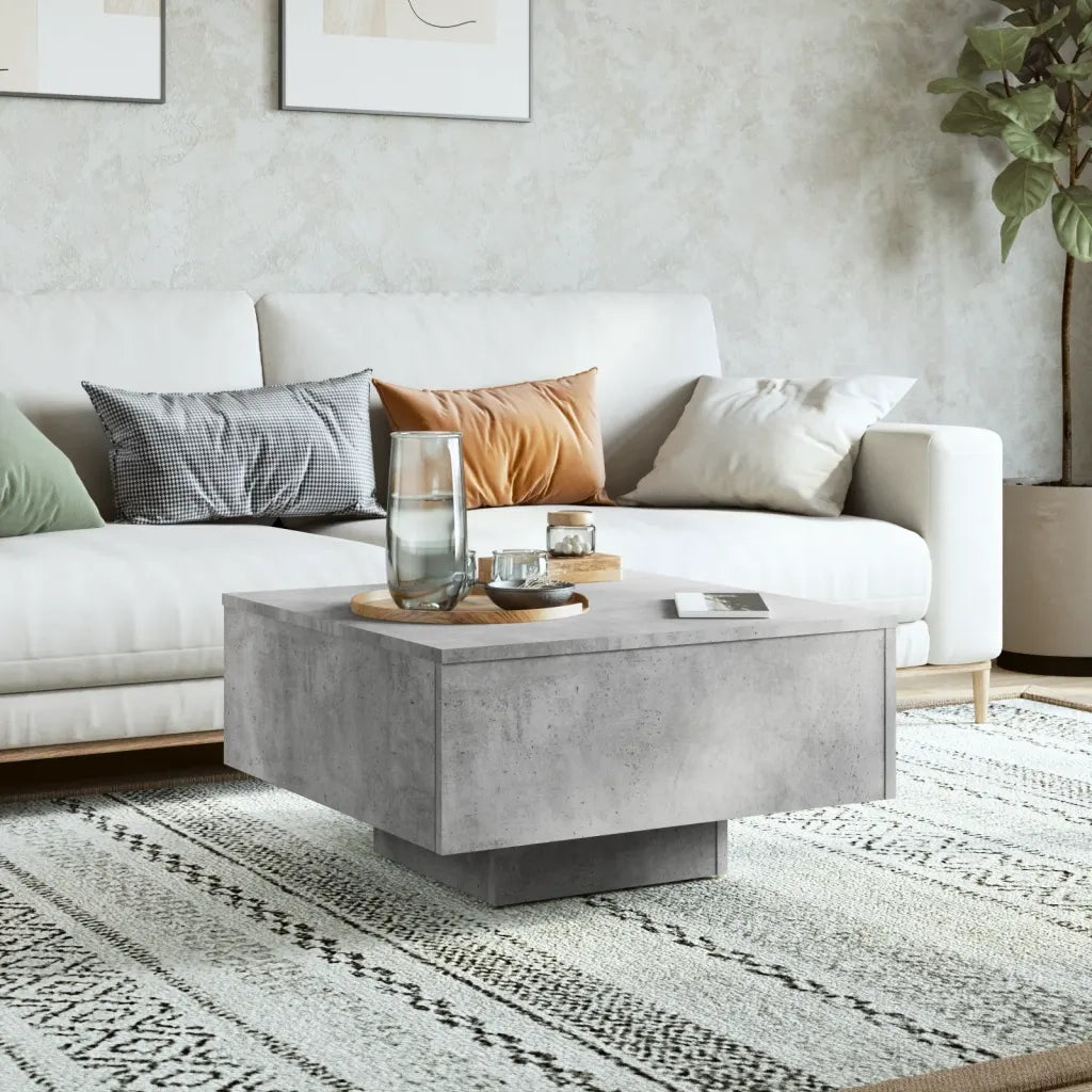 Tavolino da Salotto-Tavolino da soggiorno-Tavolo Grigio Cemento 60x60x31,5 Legno Multistrato