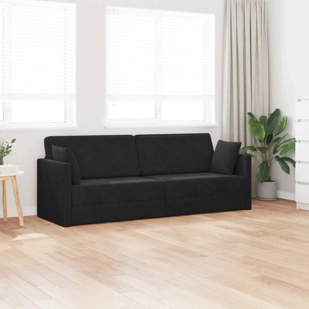 Divano-letto | Sof¨¤ letto | Letto singolo da pavimento Nero 213 x 70 x 77 cm Velluto