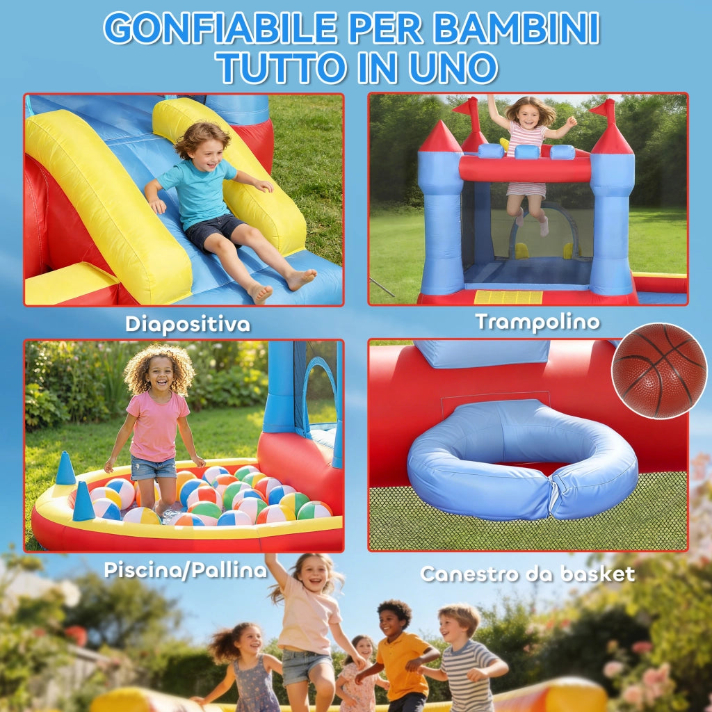 Casetta Gonfiabile per Bambini con Scivolo e Palline ¨C zephmum ¨C Verde 180x140x110