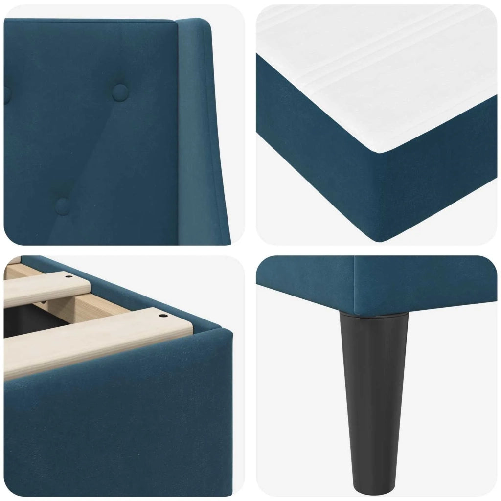 Struttura letto con materasso Blu 90 x 200 cm Velluto