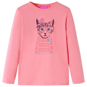 Maglietta da Bambina a Maniche Lunghe Gatto Rosa 116cod mxl 132336