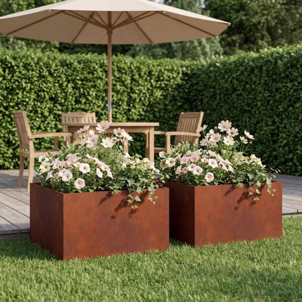 Vaso da giardino 2 pz Ruggine 40 x 40 x 30 cm Acciaio Corten 8005049