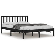 Letto matrimoniale | Letto per adulti | Giroletto Nero in Legno Massello di Pino 140x190 cm