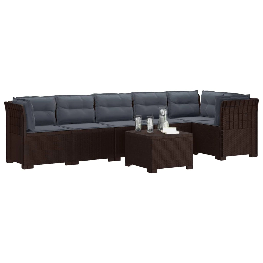 Divano da Giardino 6 Posti con Cuscini Aspetto Rattan PP 3444129
