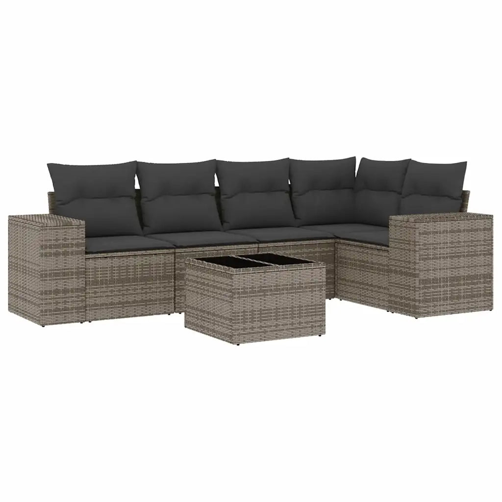Set Divano da Giardino 6 pz con Cuscini Grigio in Polyrattancod mxl 90107