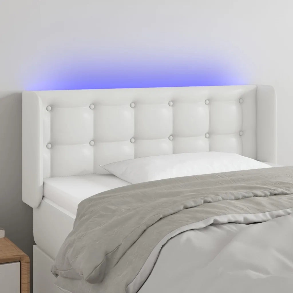 Testiera | Testata a LED Bianca 103x16x78/88 cm in Similpelle