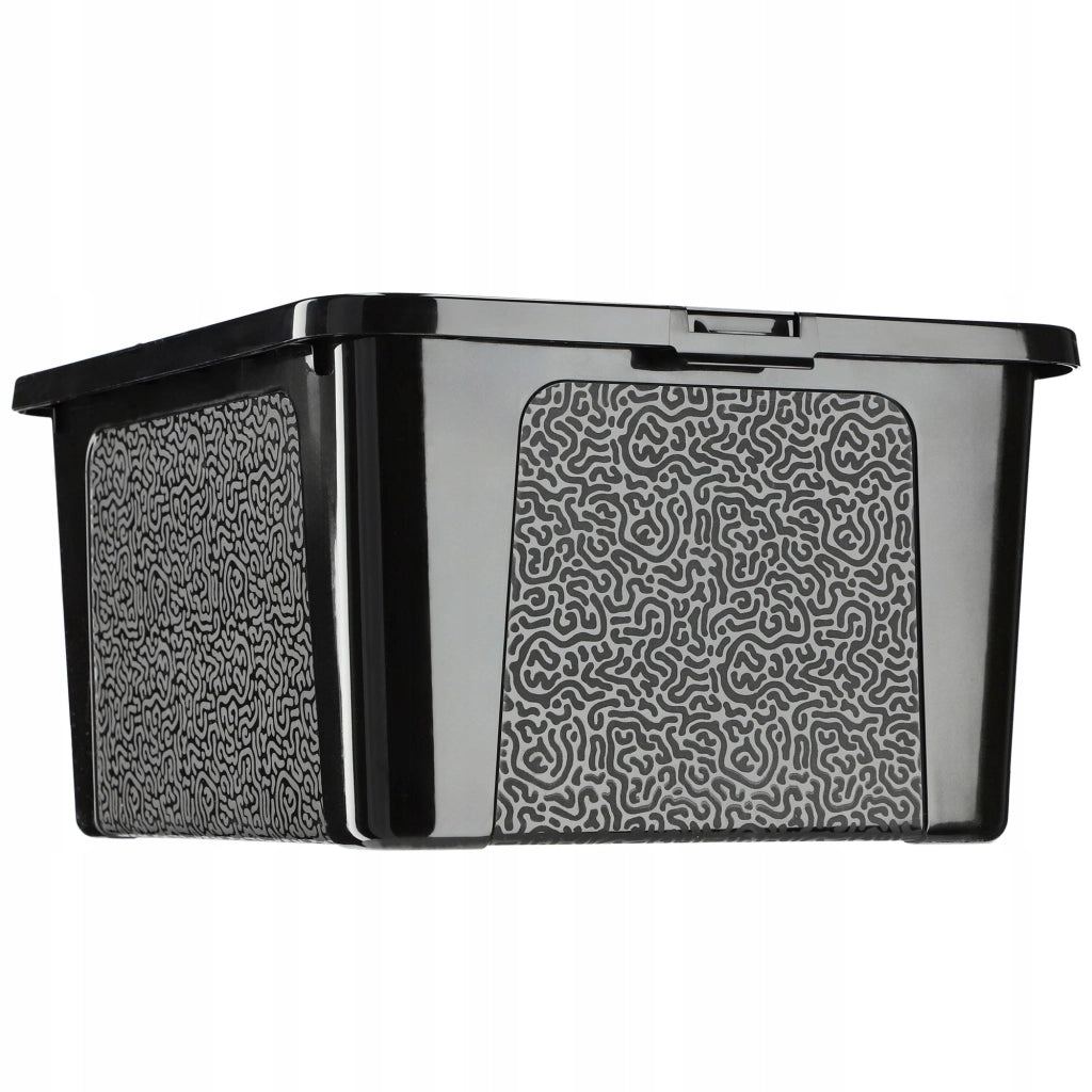 Contenitore in plastica KADAX da 20 litri con coperchio, nero, con chiusura a chiave, grande scatola organizer.