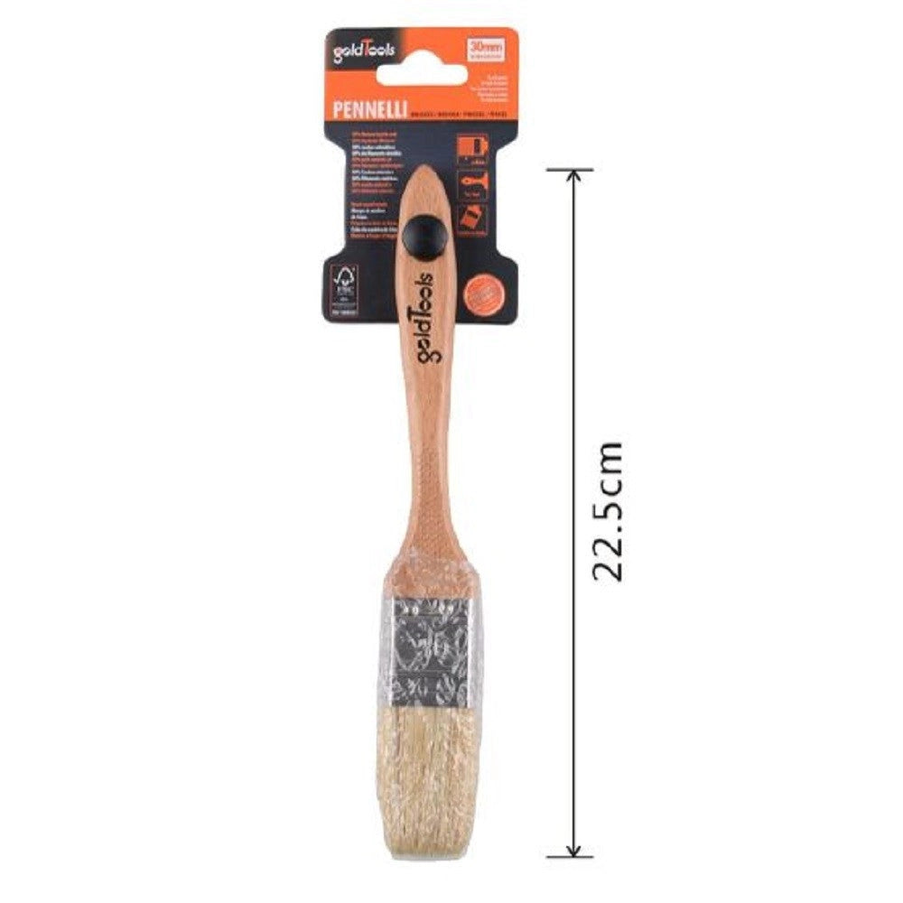 Trade Shop - Pennello Piatto 22.5cm Con Manico Legno Setole Morbide Per Pittura Vernice 90203 -