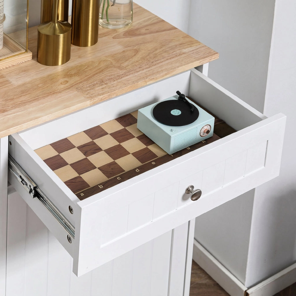 Credenza da Cucina 51x33,5x90 cm con Supporto per Bidoni della Spazzatura da 38 Litri in MDF Bianco