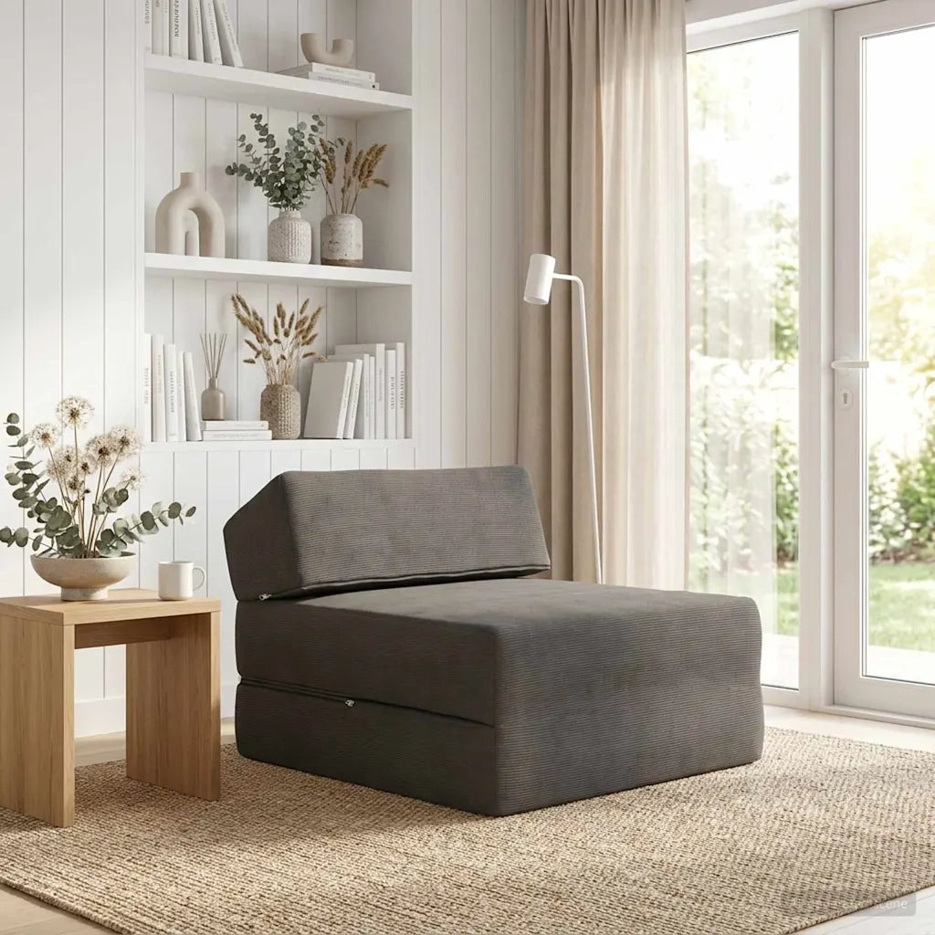 Divano Letto Pieghevole Grigio Scuro 60 x 70 x 41 cm Tessuto