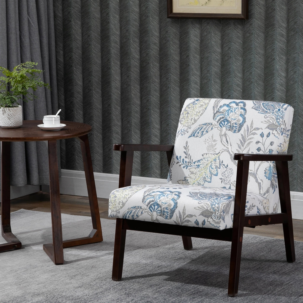 Poltrona imbottita con braccioli in tessuto ¨C Xylo ¨C Fiori grigio 68.5x78.5x75cm