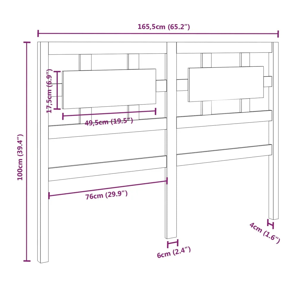 Testiera per Letto ambra 165,5x4x100 cm Legno Massello di Pino