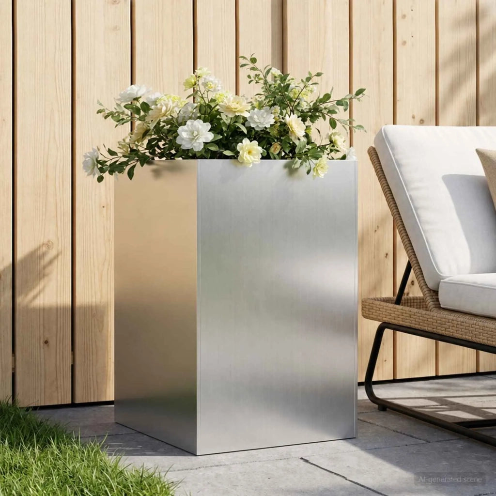 Vaso da giardino Argento 50 x 50 x 75 cm Acciaio zincato 8005396