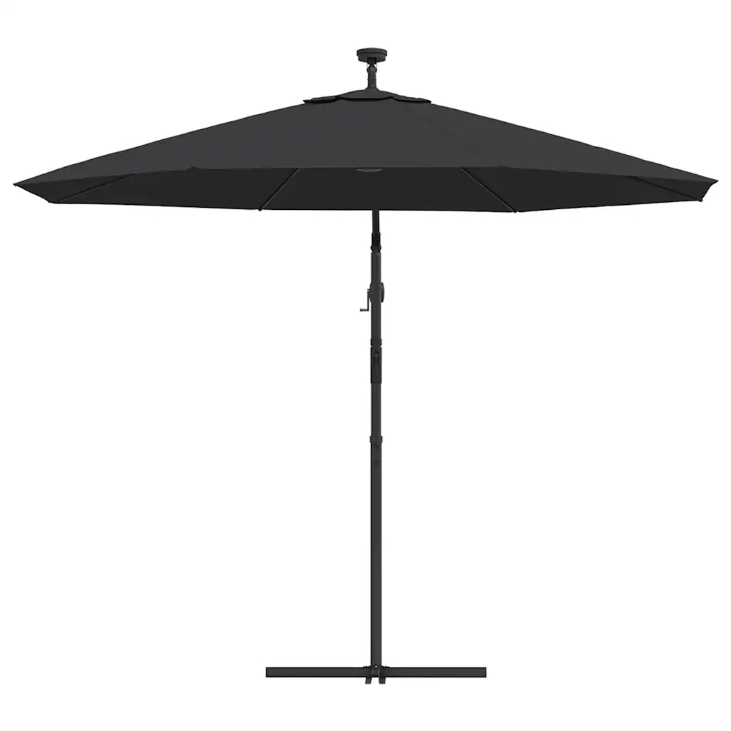 Ombrellone a Sbalzo con LED e Palo in Acciaio-Ombrello da giardino 300 cm Nero