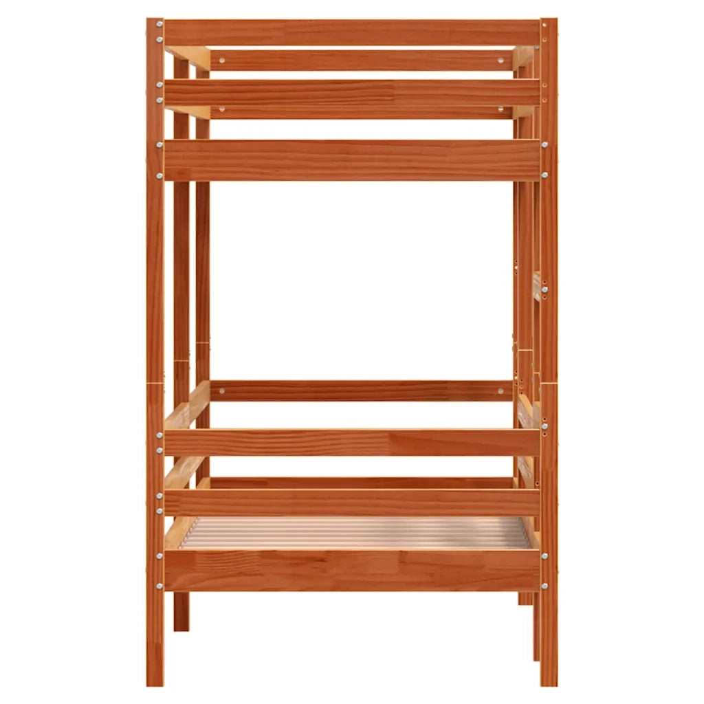 Letto singolo | Letto per adulti | Letto a Castello Marrone Cera 90x200 cm in Legno di Pino