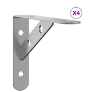 4 pz Staffe per Mensola | Ripiano | Scaffale 15x2,5x11,5 cm in Acciaio Inox Argento