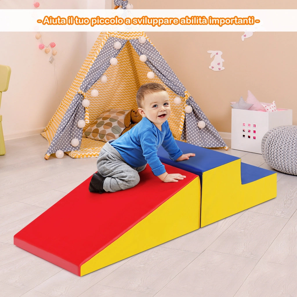 Set attivit¨¤ per arrampicarsi e gattonare, Gradini in schiuma morbida e rampa giocattolo per arrampicarsi, Colorato-Giocattoli educativi