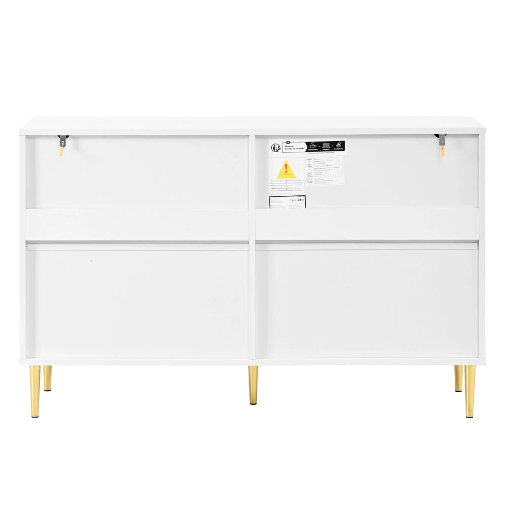 Cassettiera, mobile contenitore, 6 cassetti, gambe in metallo, MDF, bianco