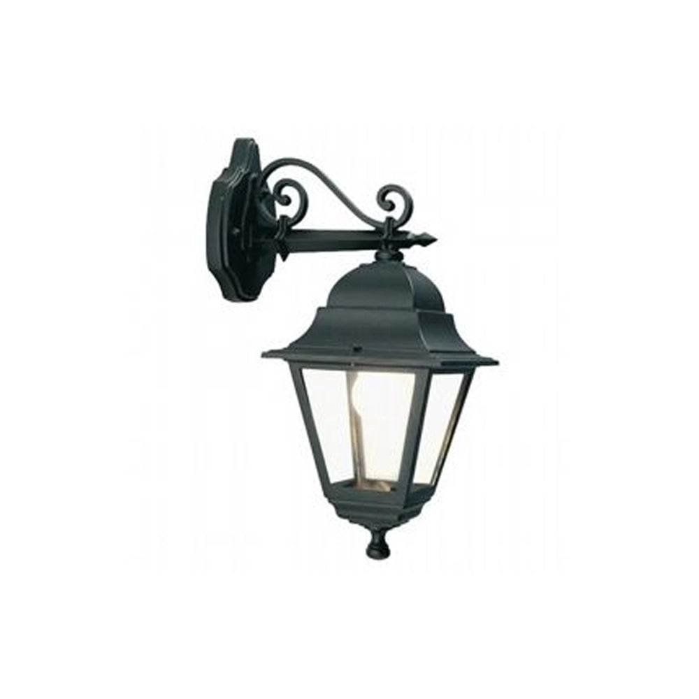 Applique Media In Basso Esterno Contemp. Old Alluminio E Vetro Nero 1 Luce E27
