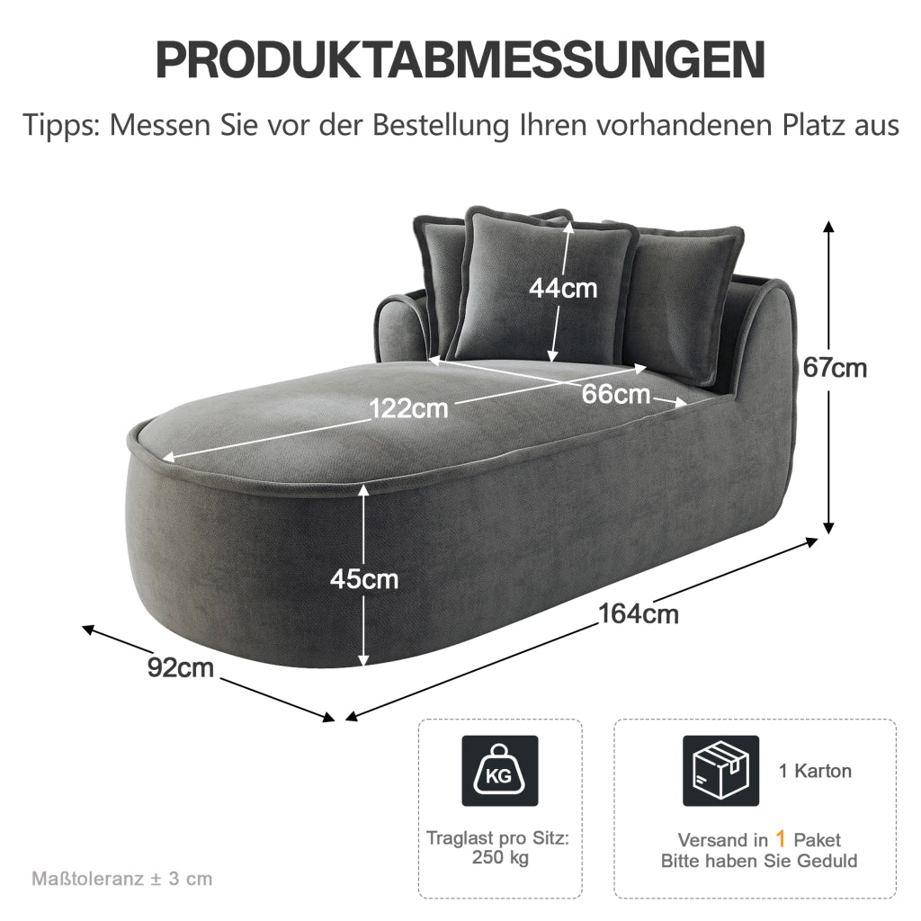 Divano modulare in ciniglia grigio chaise longue sinistra con cuscini