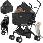 Passeggino per Cani e Gatti con Traportino Rimovibile per Animali Domestici Nero