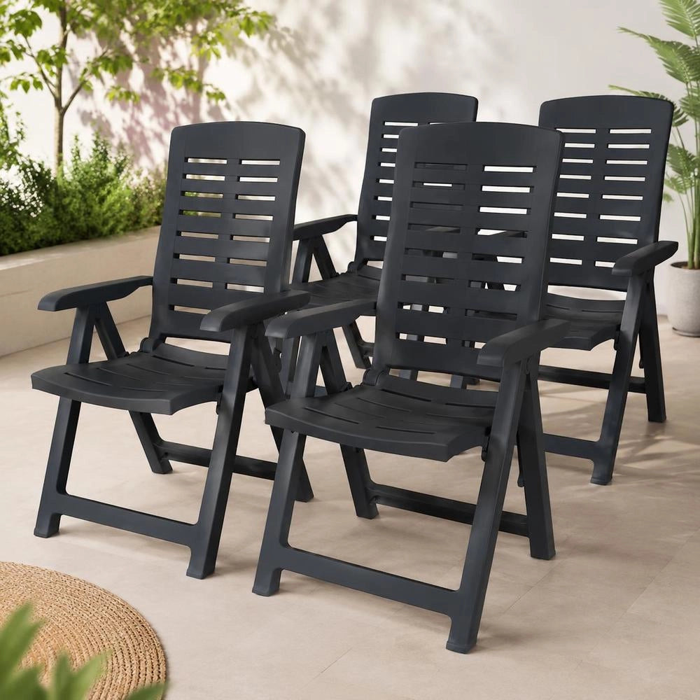 Garden Loungers, Set Of 4, Anthracite