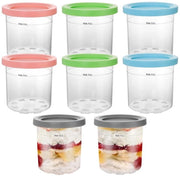I Jsbekers 450ml - I Jsbekers Herbruikbili - Deksel in 4 Colori - Plastica - Transparente - Adatto per Milkshakes/Smoothies - I Jscontenitori