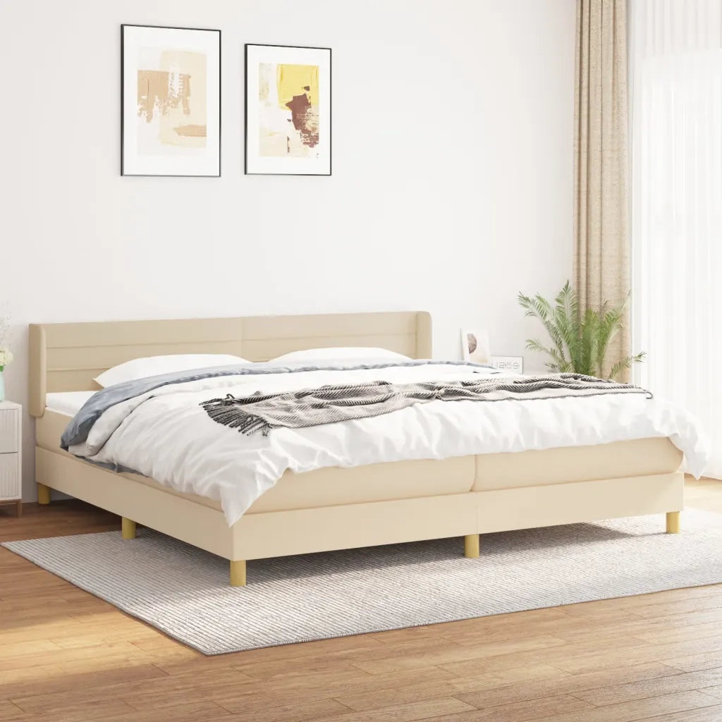 Giroletto a Molle con Materasso Crema 200x200 cm in Tessuto 3130382