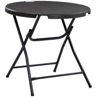 Tavolo da Giardino Rotondo, Tavolo da Pranzo da Esterno per 4 Persone con Piano in HDPE e Struttura in Acciaio, Grigio Scuro