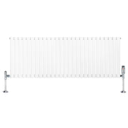 Radiatore Orizzontale Ovale 600x1620mm Bianco con Valvole TRV