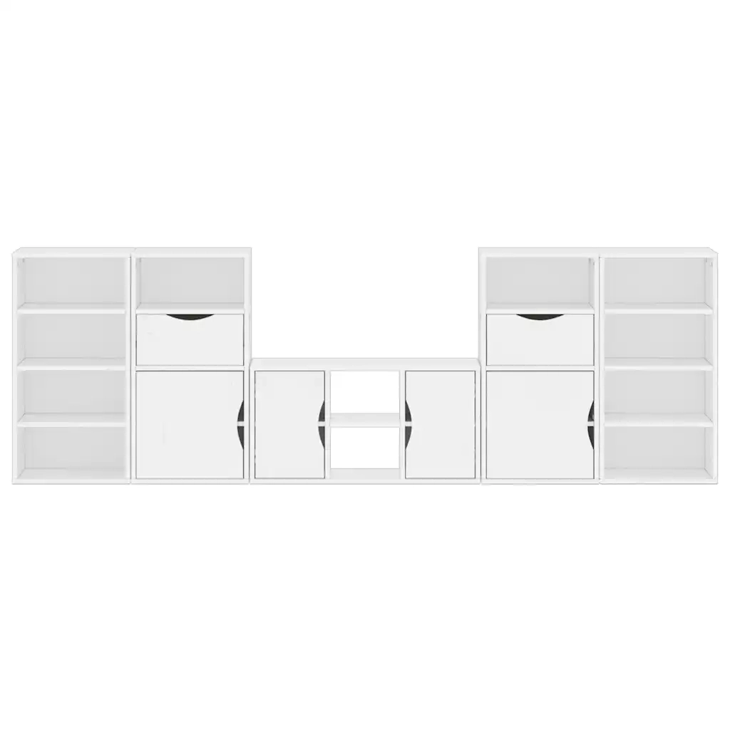 Mobile TV 5 pz con Contenitore ODDA Bianco in Legno di Pino 3365371