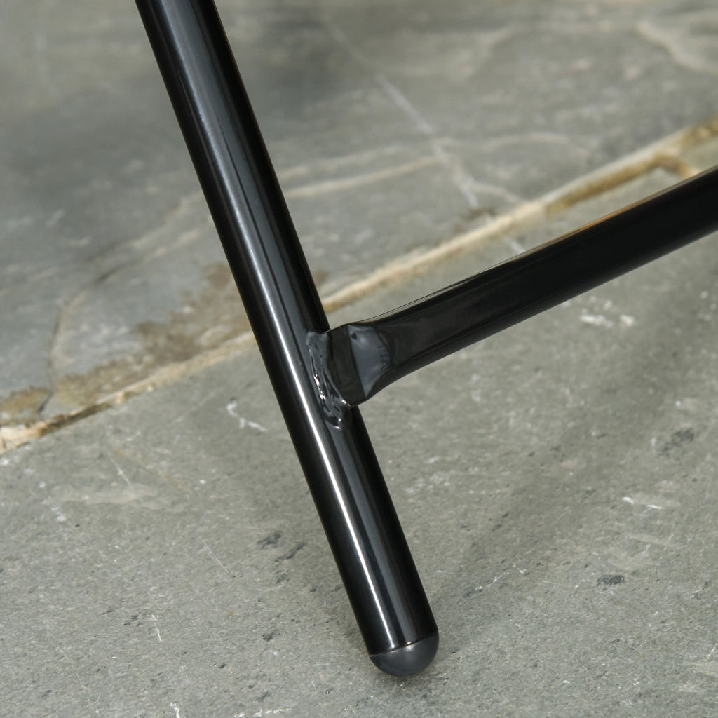 Tavolo da Giardino Pieghevole in Metallo e Vetro ¨C zephmum ¨C ¦µ45xH50 cm