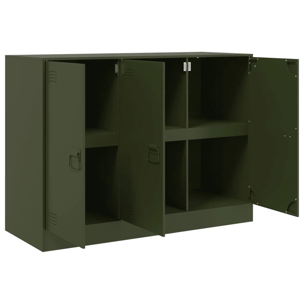 Buffet credenza cassettiera armadio mobile contenitore organizer per cucina soggiorno salotto verde oliva 99 x 39 x 73 cm acciaio verde 02_0036594
