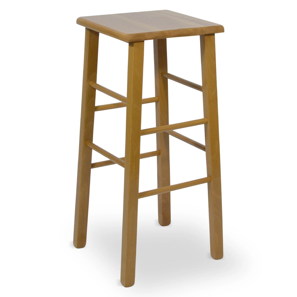 Sgabello bar alto 73 cm in legno noce chiaro seduta quadrata in legno massello