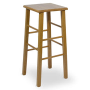 Sgabello bar alto 73 cm in legno noce chiaro seduta quadrata in legno massello