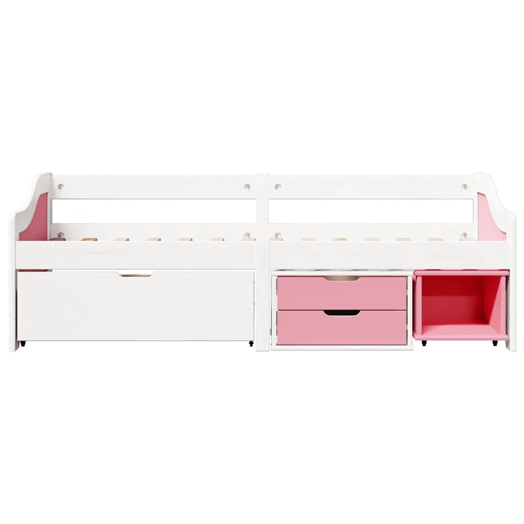 Letto singolo | Letto per adulti | Dormeuse 3 Cassetti senza Materasso Bianco&Rosa 90x200 cm IRUN