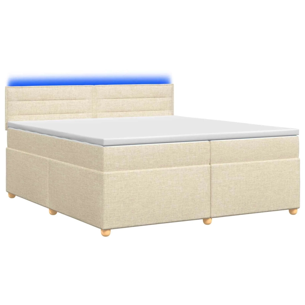 Letto box spring con materasso Crema 200 x 200 cm Tessuto 3452497