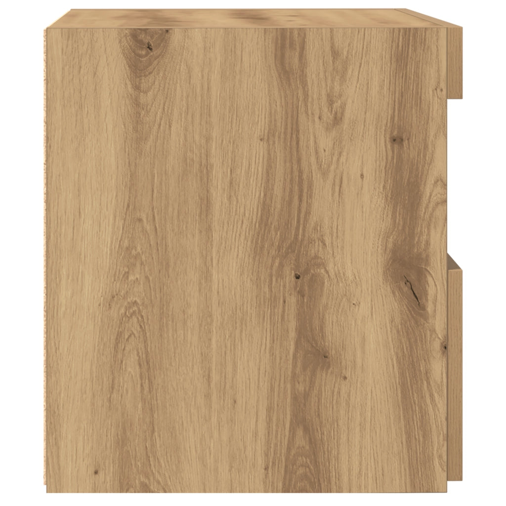 Comodino  con luci LED Rovere Artigianale 50x40x45 cm