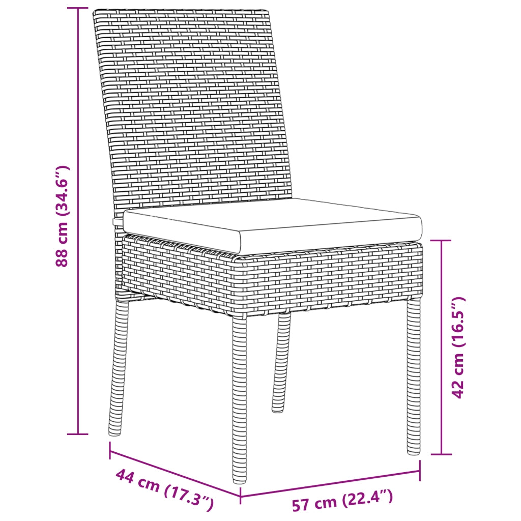 Set da pranzo da giardino 5 pezzi Nero Polyrattan