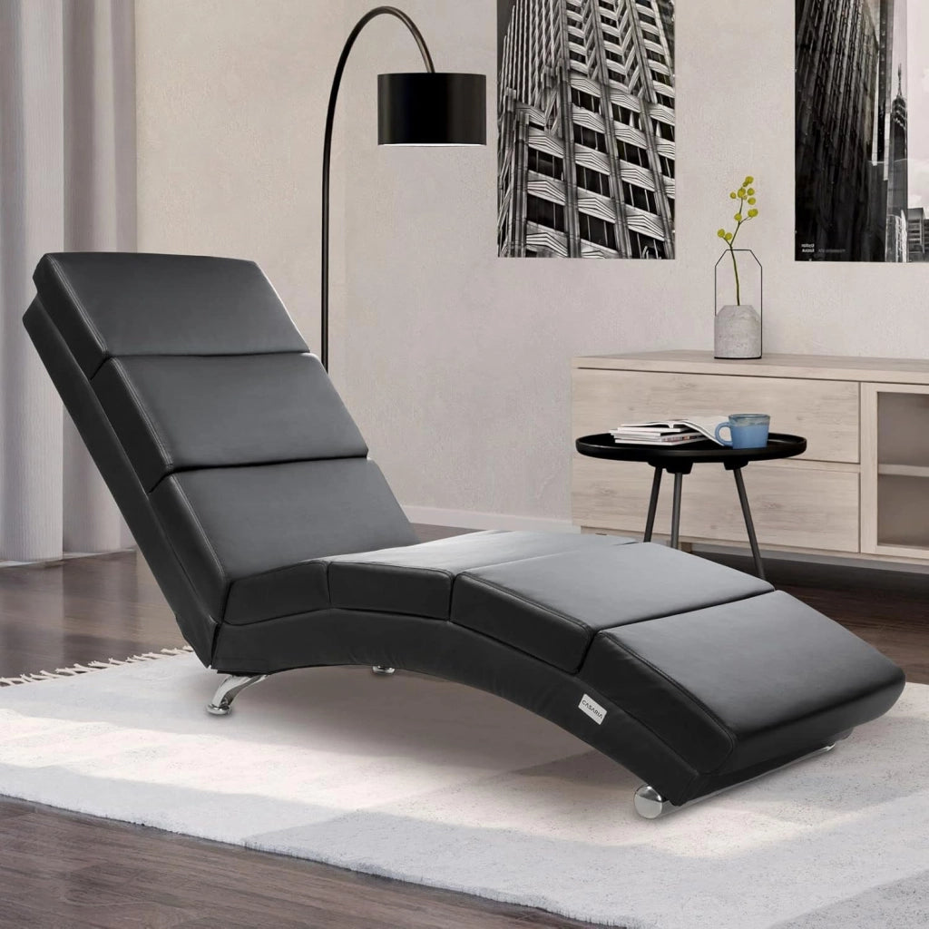 ® Poltrona Chaise Longue 186x89x55 cm Lettino Sdraio Ergonomico in Tessuto Imbottito Portata 180 kg Soggiorno Ufficio Interno Reclinabile Lettura