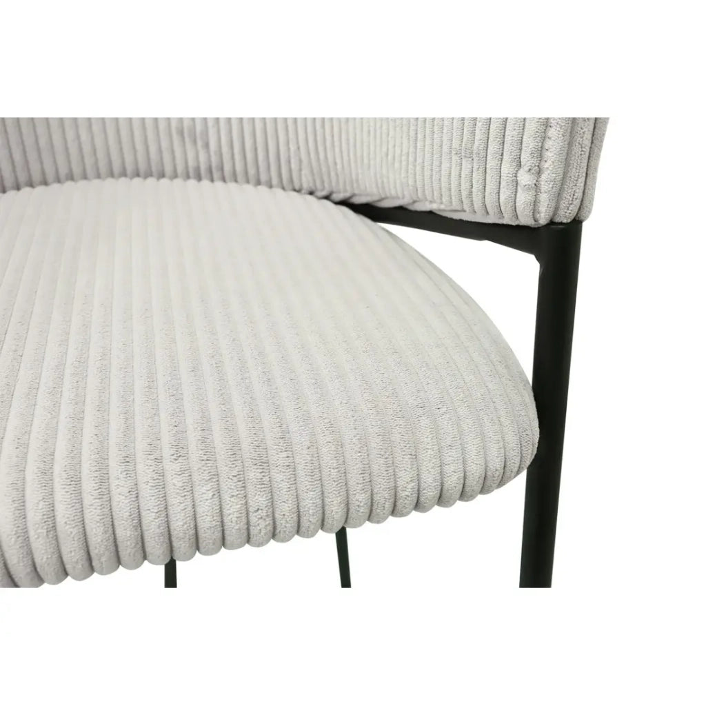 Sedia da bancone IMANY – Velluto a coste grigio chiaro – Con braccioli – Piedi in metallo nero – Stile design/industriale