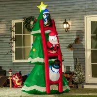 Albero di Natale Gonfiabile con Babbo Natale e Luci LED, Gonfiatore Incluso, 162x125x247cm