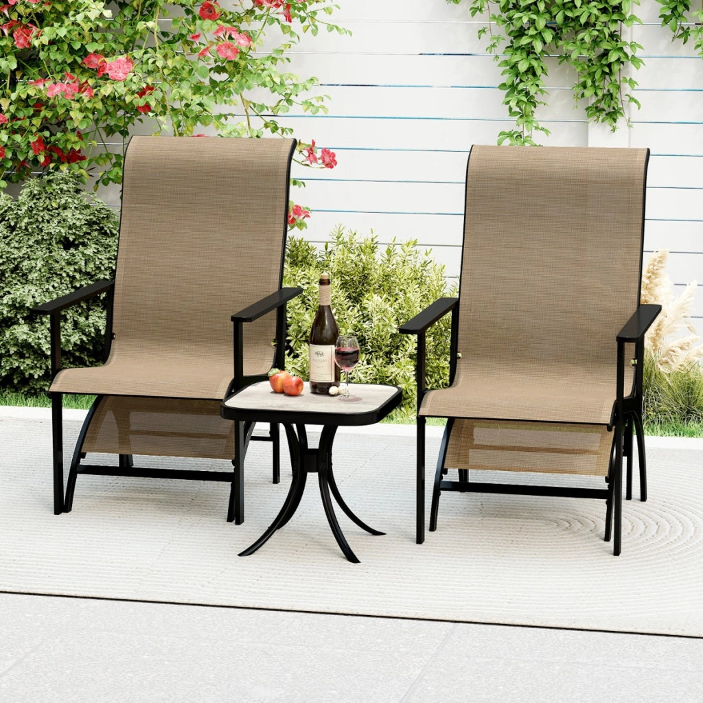 Set da 5 pezzi di sedie adirondack con poggiapiedi e tavolino laterale per esterno-Set di mobili da conversazione per patio Caff¨¨