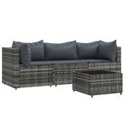 Set Divani da Giardino 4 pz | Set Salotto da Giardino con Cuscini in Polyrattan Grigio